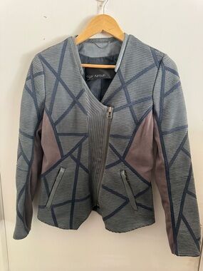 Yigal Azrouel Women's Geometric Zip Front Jacket lamb leather